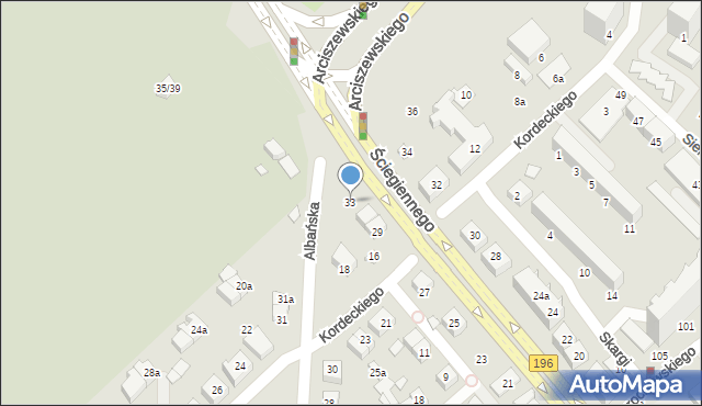 Poznań, Ściegiennego Piotra, ks., 33, mapa Poznania