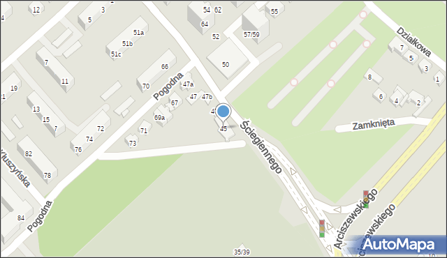 Poznań, Ściegiennego Piotra, ks., 45, mapa Poznania