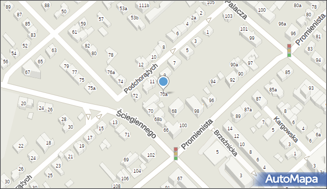 Poznań, Ściegiennego Piotra, ks., 70a, mapa Poznania