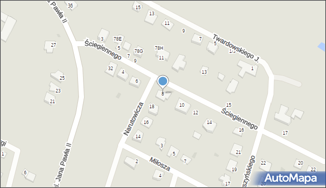 Przasnysz, Ściegiennego Piotra, ks., 8, mapa Przasnysz