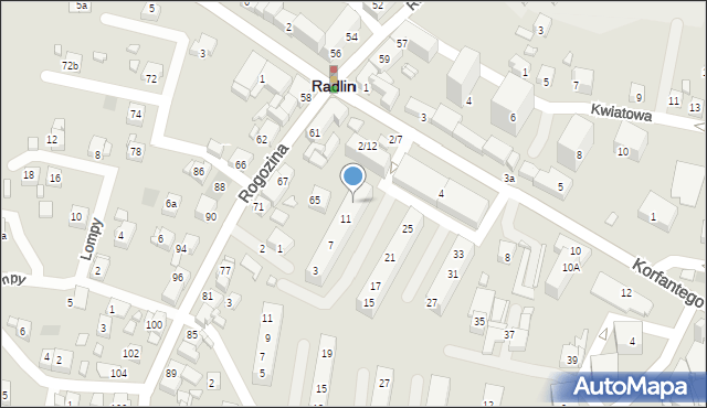 Radlin, Ściegiennego Piotra, ks., 13, mapa Radlin