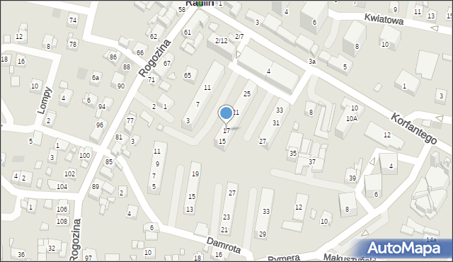 Radlin, Ściegiennego Piotra, ks., 17, mapa Radlin