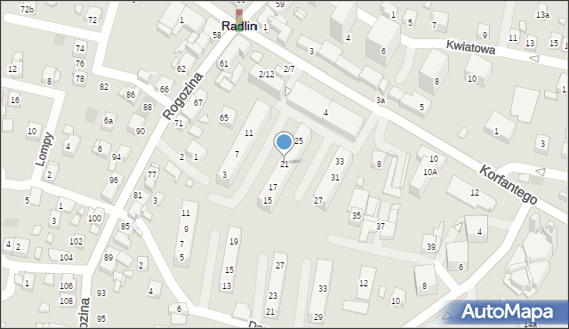Radlin, Ściegiennego Piotra, ks., 21, mapa Radlin