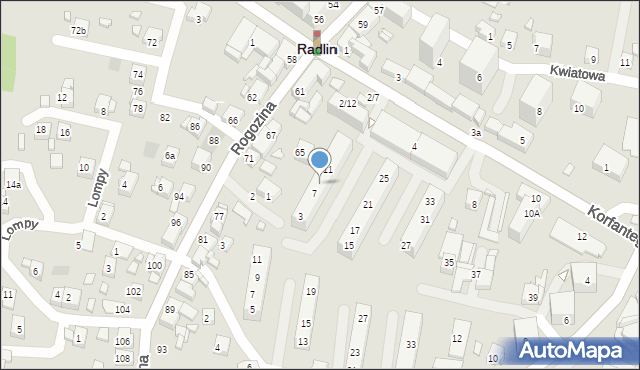 Radlin, Ściegiennego Piotra, ks., 9, mapa Radlin