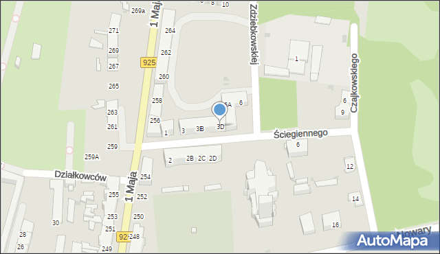Ruda Śląska, Ściegiennego Piotra, ks., 3D, mapa Rudy Śląskiej