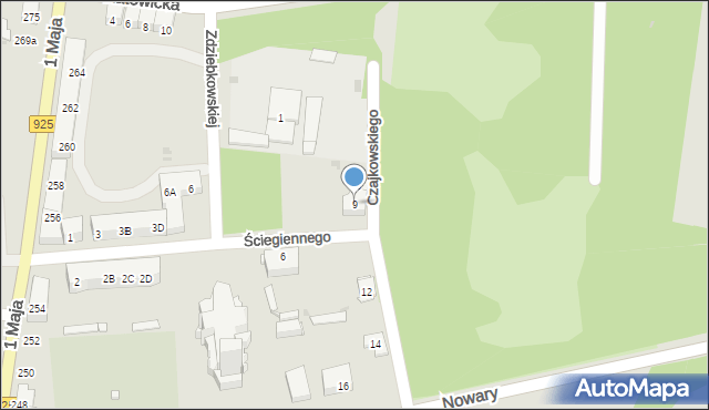 Ruda Śląska, Ściegiennego Piotra, ks., 9, mapa Rudy Śląskiej