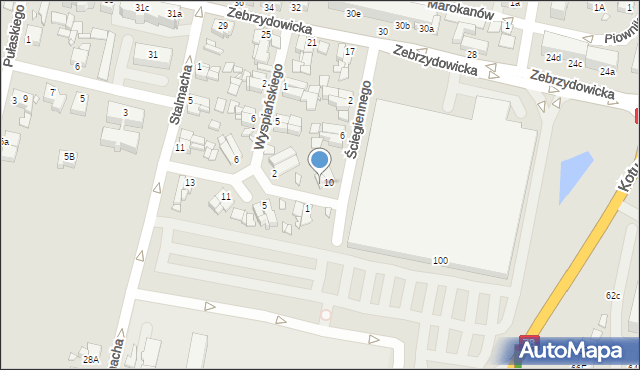 Rybnik, Ściegiennego Piotra, ks., 12, mapa Rybnika