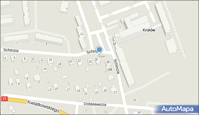 Sandomierz, Schinzla Zygmunta, dr., 26A, mapa Sandomierza