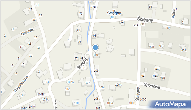 Ścięgny, Ścięgny, 100, mapa Ścięgny
