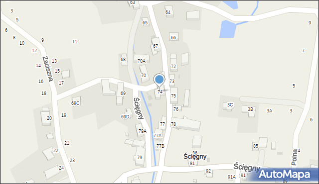 Ścięgny, Ścięgny, 74, mapa Ścięgny