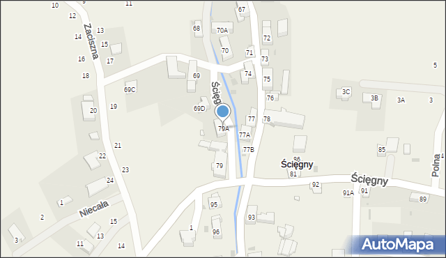Ścięgny, Ścięgny, 79A, mapa Ścięgny