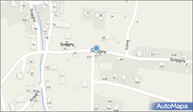 Ścięgny, Ścięgny, 91, mapa Ścięgny