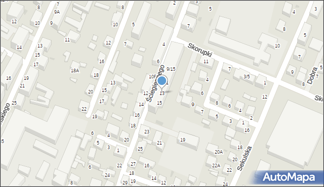 Siedlce, Ściegiennego Piotra, ks., 13, mapa Siedlce