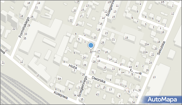 Siedlce, Ściegiennego Piotra, ks., 22, mapa Siedlce