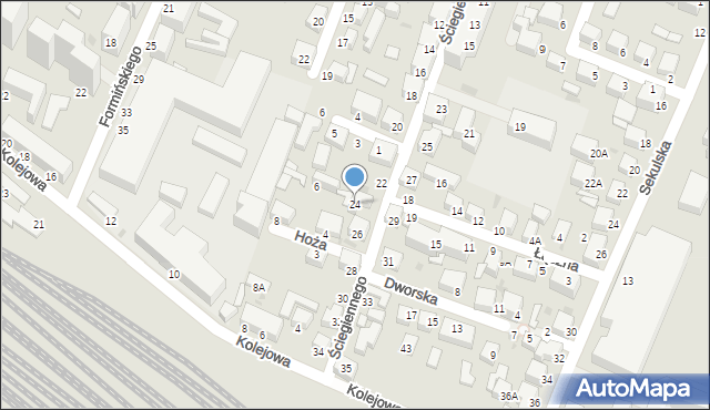 Siedlce, Ściegiennego Piotra, ks., 24, mapa Siedlce