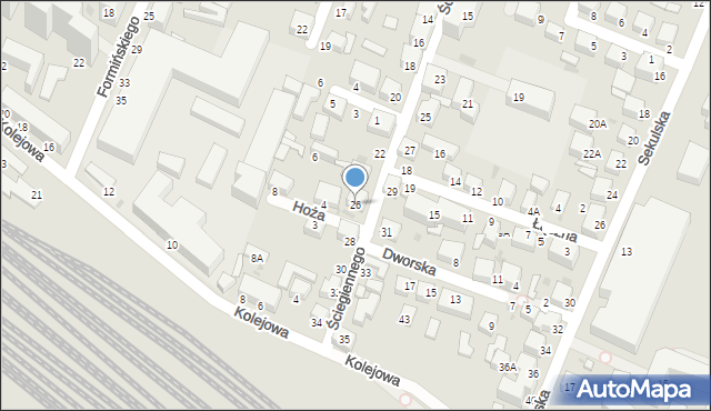 Siedlce, Ściegiennego Piotra, ks., 26, mapa Siedlce
