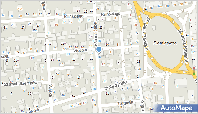 Siemiatycze, Ściegiennego Piotra, ks., 16, mapa Siemiatycze