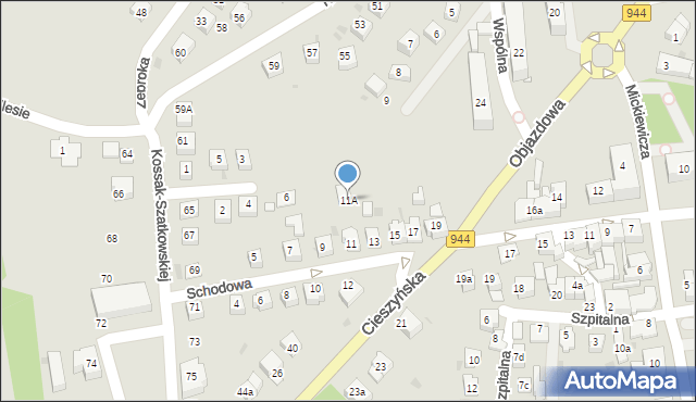 Skoczów, Schodowa, 11A, mapa Skoczów
