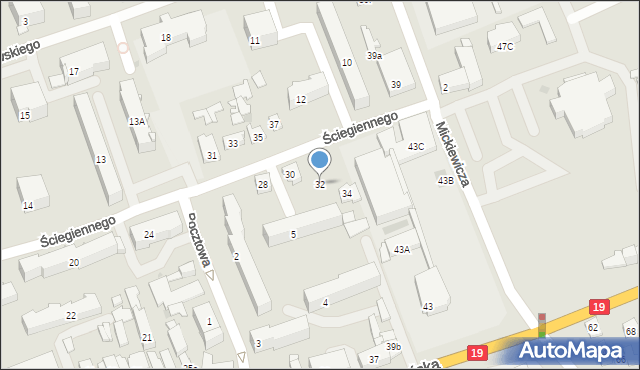 Sokółka, Ściegiennego Piotra, ks., 32, mapa Sokółka