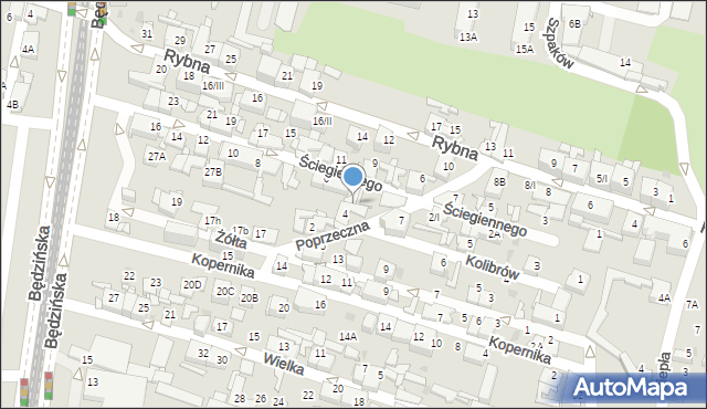 Sosnowiec, Ściegiennego Piotra, ks., 4/I, mapa Sosnowca