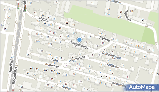 Sosnowiec, Ściegiennego Piotra, ks., 4, mapa Sosnowca