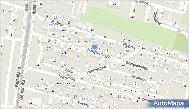 Sosnowiec, Ściegiennego Piotra, ks., 6, mapa Sosnowca