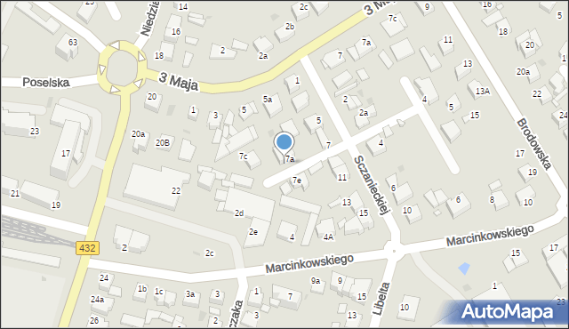 Środa Wielkopolska, Sczanieckiej Emilii, 7b, mapa Środa Wielkopolska