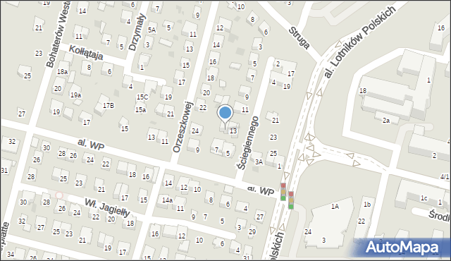 Świdnik, Ściegiennego Piotra, ks., 13a, mapa Świdnika