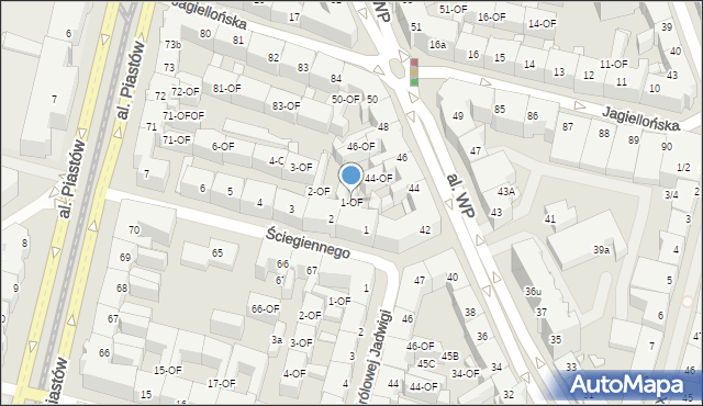 Szczecin, Ściegiennego Piotra, ks., 1-OF, mapa Szczecina