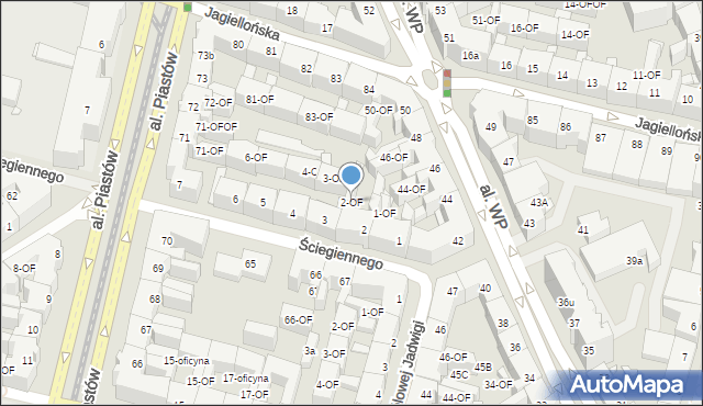 Szczecin, Ściegiennego Piotra, ks., 2-OF, mapa Szczecina