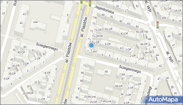 Szczecin, Ściegiennego Piotra, ks., 7a, mapa Szczecina