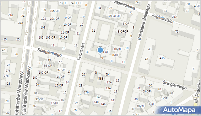 Szczecin, Ściegiennego Piotra, ks., 58u, mapa Szczecina