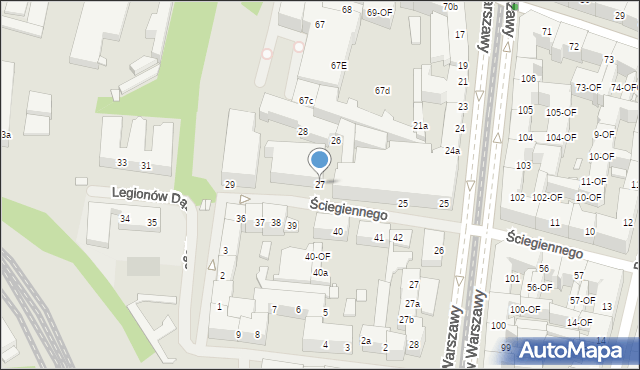 Szczecin, Ściegiennego Piotra, ks., 27, mapa Szczecina