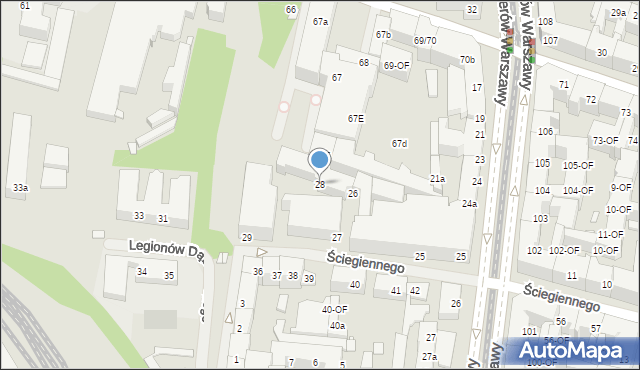 Szczecin, Ściegiennego Piotra, ks., 28, mapa Szczecina