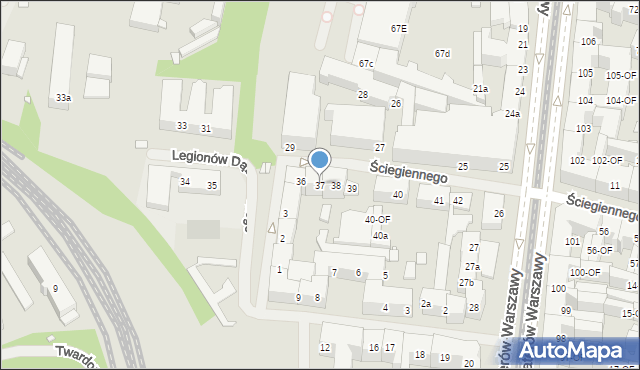 Szczecin, Ściegiennego Piotra, ks., 37, mapa Szczecina