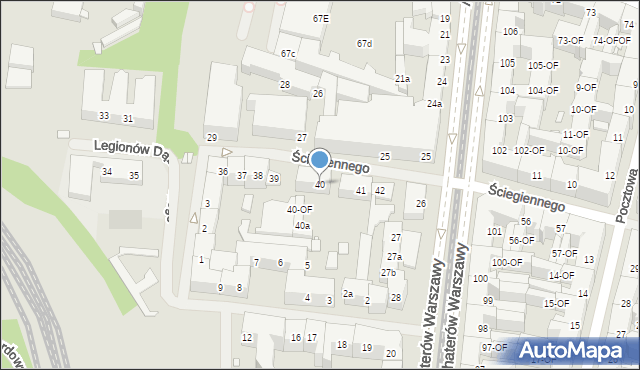 Szczecin, Ściegiennego Piotra, ks., 40, mapa Szczecina