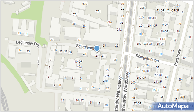 Szczecin, Ściegiennego Piotra, ks., 41, mapa Szczecina
