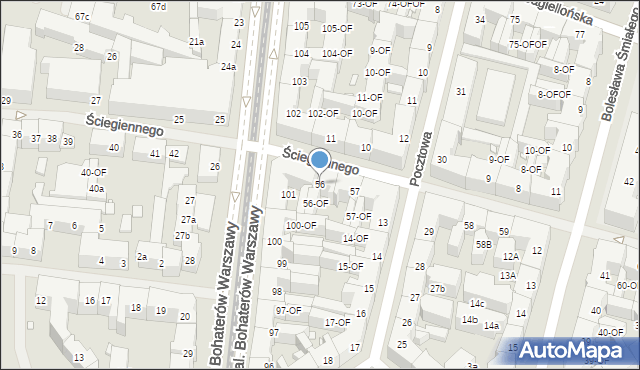 Szczecin, Ściegiennego Piotra, ks., 56, mapa Szczecina