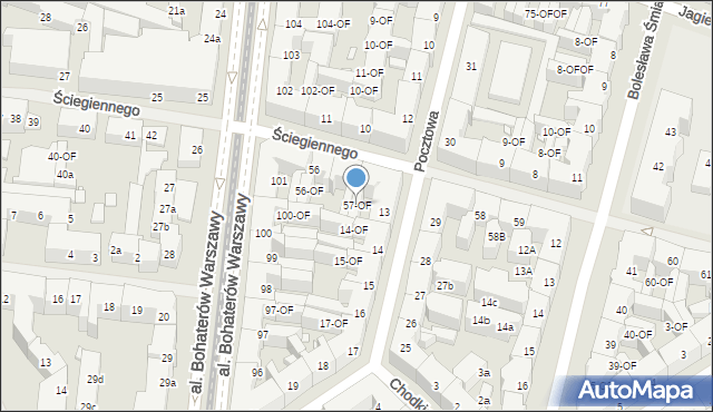 Szczecin, Ściegiennego Piotra, ks., 57-OF, mapa Szczecina