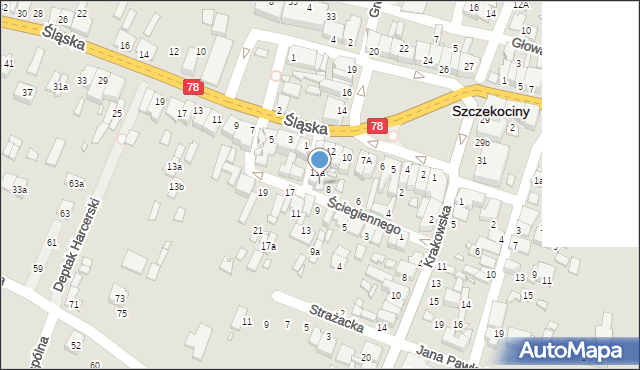 Szczekociny, Ściegiennego Piotra, ks., 10, mapa Szczekociny