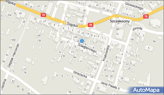 Szczekociny, Ściegiennego Piotra, ks., 7, mapa Szczekociny