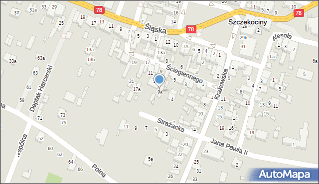 Szczekociny, Ściegiennego Piotra, ks., 9a, mapa Szczekociny