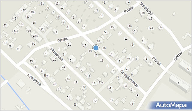 Tarnowskie Góry, Ściegiennego Piotra, ks., 13, mapa Tarnowskie Góry