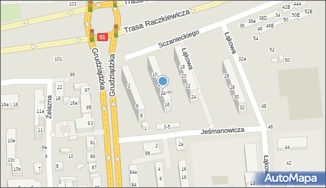 Toruń, Sczanieckiego Michała, 14, mapa Torunia