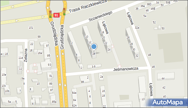 Toruń, Sczanieckiego Michała, 16, mapa Torunia