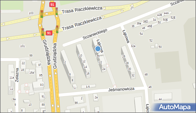 Toruń, Sczanieckiego Michała, 20, mapa Torunia