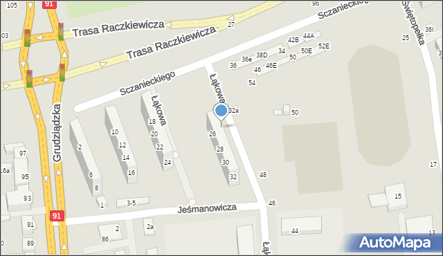 Toruń, Sczanieckiego Michała, 21, mapa Torunia