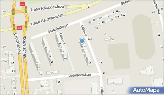Toruń, Sczanieckiego Michała, 26, mapa Torunia