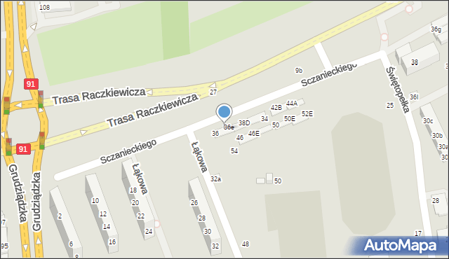 Toruń, Sczanieckiego Michała, 36d, mapa Torunia