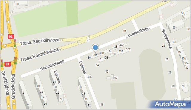 Toruń, Sczanieckiego Michała, 36f, mapa Torunia